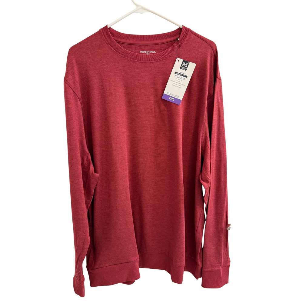 Members Mark Mens Favorite Soft Pullover Red Heather Sweatshirt XXL NWT